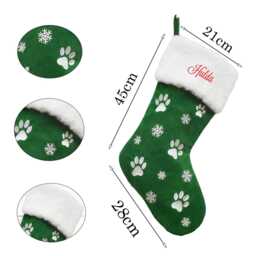 Embroidered Dog Paw Christmas Stockings, Pet Stockings With Names, Natural Suede - thumbnail 3