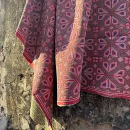 Handmade Kantha Embroidered Throw Carpet Inspired Design Decorative Bedspread - thumbnail 2