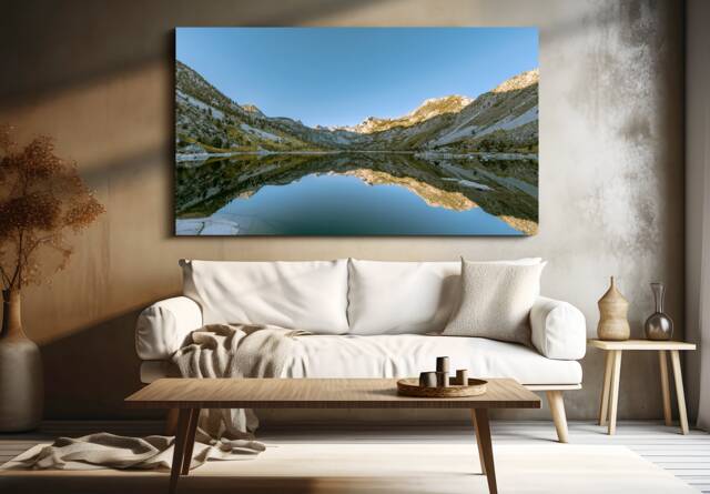 Lake Sabrina Photography Print, Sierra Nevada Mountain Reflection Wall Art - image 1