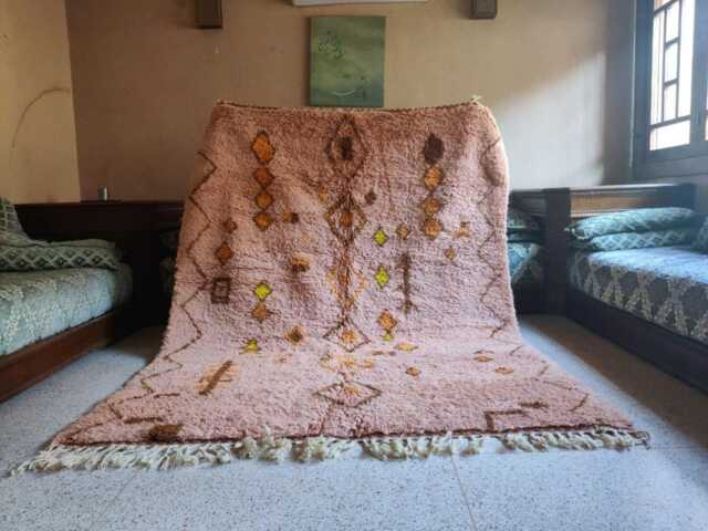 Moroccan Pink Rug - Flat Woven Kilim Custom Area Wool Berber Beni Ourain 3x5 Free Shipping - image 1