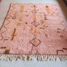 Moroccan Pink Rug - Flat Woven Kilim Custom Area Wool Berber Beni Ourain 3x5 Free Shipping - thumbnail 2