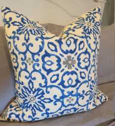 Blue Pillows.throw Pillows.toss Pillows.slipcovers.cushion Covers.home Decor.accents.hgtv Souvenir Scroll Azure.sofa Cushion.pillow Covers - thumbnail 1