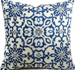 Blue Pillows.throw Pillows.toss Pillows.slipcovers.cushion Covers.home Decor.accents.hgtv Souvenir Scroll Azure.sofa Cushion.pillow Covers - thumbnail 3