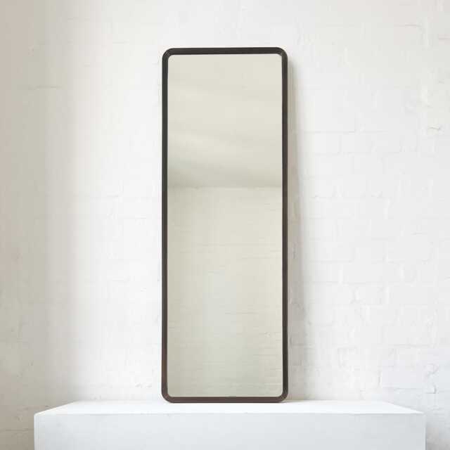 Quadris Long Rectangular Wall Mirror With Mitred Bronze Patina Full Frame - image 1