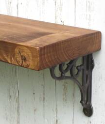 Chunky Solid Pine Wood Rustic Floating Mantel Shelf 7 X1, 75'' Wall Brackets/ 17, 5 cm Deep