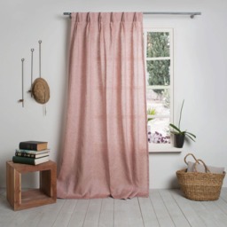 Linen Curtain - Panel in Woodrose Color-Window Drapre With Top Tack Pleat Width 28'' X Custom Lenght - thumbnail 3