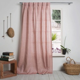 Linen Curtain - Panel in Woodrose Color-Window Drapre With Top Tack Pleat Width 28'' X Custom Lenght - thumbnail 2