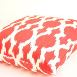 Organic Cotton Ikat Pillow Cover, Orange Red Cushion - 20x20 Inches - thumbnail 2