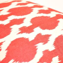 Organic Cotton Ikat Pillow Cover, Orange Red Cushion - 20x20 Inches - thumbnail 3