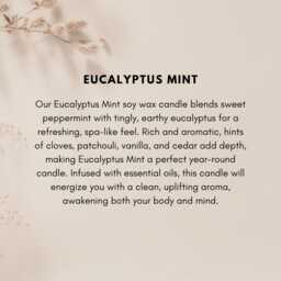Eucalyptus Mint Soy Wax Candle Vegan Natural Essential Oil Spa Fresh Gift For Her Herbal Aromatherapy Christmas For Friend - thumbnail 4