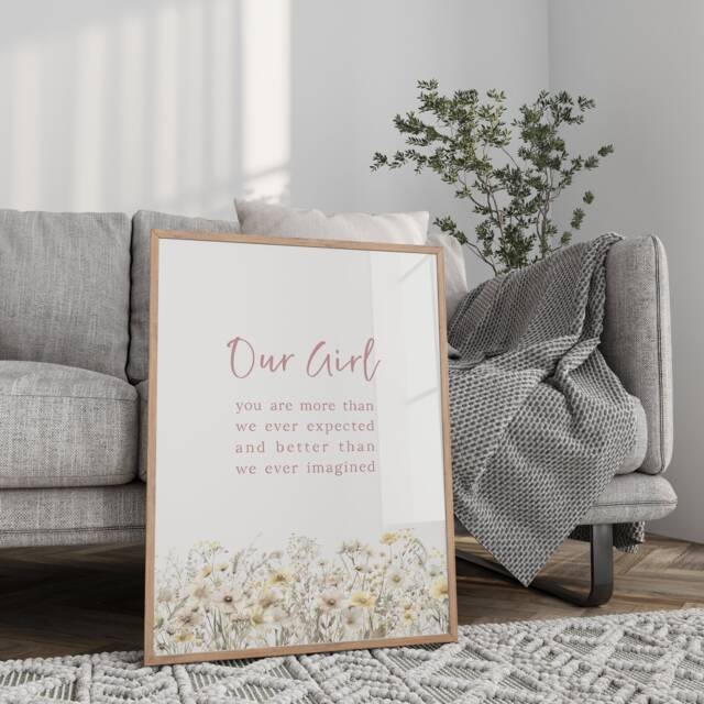 Our Girl Nursery Wall Art Boho, Baby Prints, Floral Gift, Wildflower Print, Boho Decor, Shower Gift - image 1