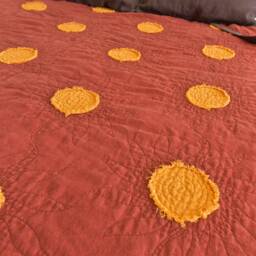 Lightweight Linen Quilt, Stonewashed Flax, Sunflowers Quilting Design, Custom Two-Tone & Sunflower Colors, Handmade - thumbnail 2
