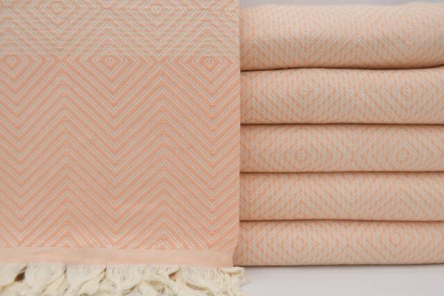 Turkish Blanket, Coral Blanket, Handmade Blanket, Cotton Throw, Beach Throw, Turkish Bedspread, Bed Cover, 75x91, Turkish Towel, B3-Dreamb - image 1