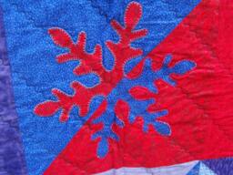 Snowflake Quilt Art Contemporary Handmade Wallhanging Throw Winter Sofa Bed Gift For Her Housewarming - thumbnail 1