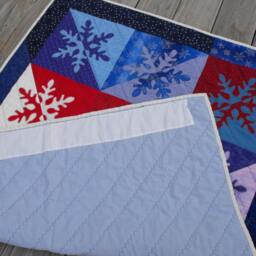 Snowflake Quilt Art Contemporary Handmade Wallhanging Throw Winter Sofa Bed Gift For Her Housewarming - thumbnail 4