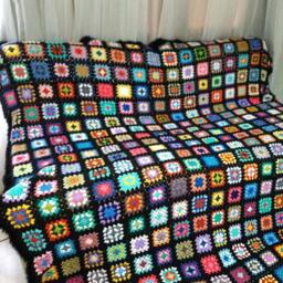 Best Selling Crochet Granny Square Blanket, Colorful Sofa Throw, Handmade Gift, Home Decor, Nursery Room, Kids Wedding Gift - thumbnail 1