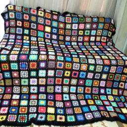 Best Selling Crochet Granny Square Blanket, Colorful Sofa Throw, Handmade Gift, Home Decor, Nursery Room, Kids Wedding Gift - thumbnail 4