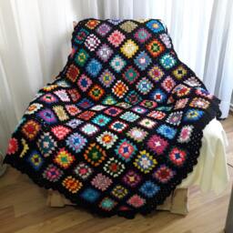 Best Selling Crochet Granny Square Blanket, Colorful Sofa Throw, Handmade Gift, Home Decor, Nursery Room, Kids Wedding Gift - thumbnail 2