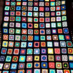 Best Selling Crochet Granny Square Blanket, Colorful Sofa Throw, Handmade Gift, Home Decor, Nursery Room, Kids Wedding Gift - thumbnail 3