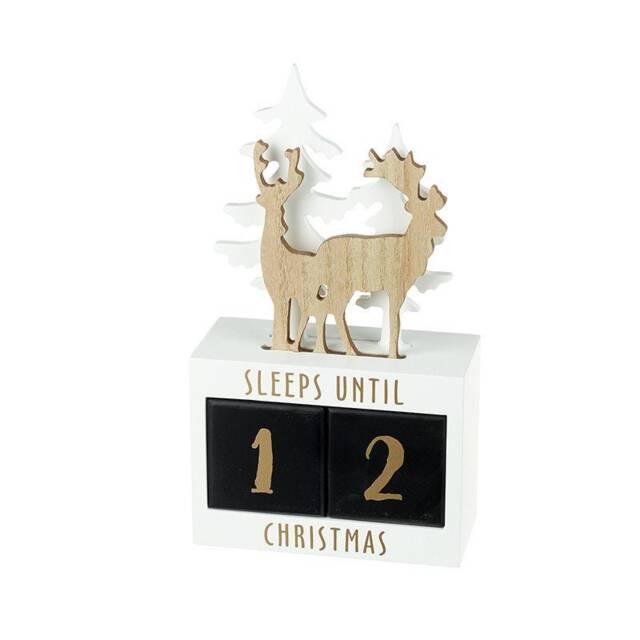 Wooden Reindeer & Trees Advent Calendar Sleeps Until Christmas - Festive Winter Wonderland Nature Woodland Ornament Gift Friends Family