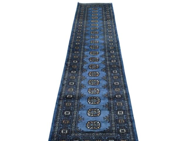 2.6x10 Sapphire Blue Bokhara Rug - Runner Hallway Luxury Long Fine Quality Gray Afghan - image 1
