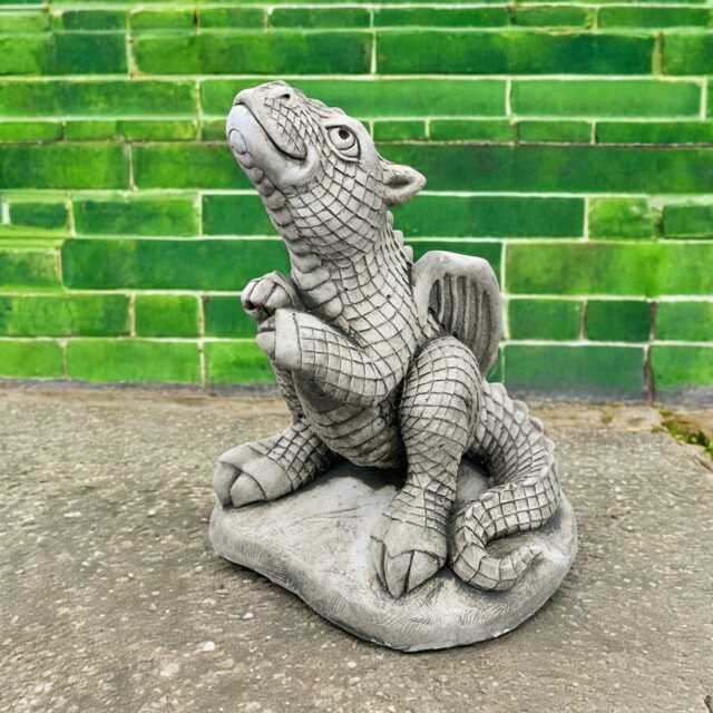 Concrete Sitting Dragon Statue Stone Winged Figurine Outdoor Sculpture Garden Mythical Ornament Cement Yard Decor Gift - image 1