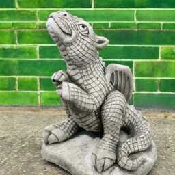 Concrete Sitting Dragon Statue Stone Winged Figurine Outdoor Sculpture Garden Mythical Ornament Cement Yard Decor Gift - thumbnail 4