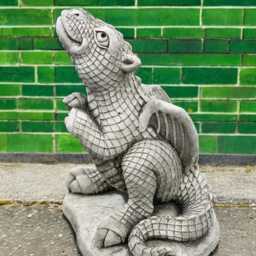 Concrete Sitting Dragon Statue Stone Winged Figurine Outdoor Sculpture Garden Mythical Ornament Cement Yard Decor Gift - thumbnail 3