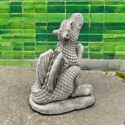 Concrete Sitting Dragon Statue Stone Winged Figurine Outdoor Sculpture Garden Mythical Ornament Cement Yard Decor Gift - thumbnail 2