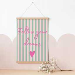Follow Your Dreams Girls Positive Affirmation Wall Print For Bedroom Or Nursery - thumbnail 2