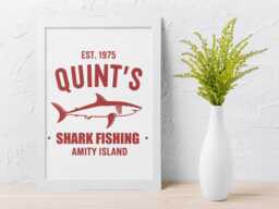 Movie Parody Framed Print Quints Shark Fishing - Retro Film Art - thumbnail 1