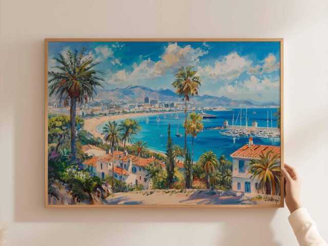 Cannes France Travel Poster French Riviera Coastal Wall Art - image 1