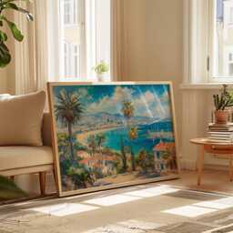 Cannes France Travel Poster French Riviera Coastal Wall Art - thumbnail 2