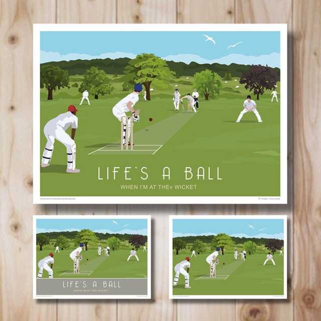 Village Cricket Poster. Gift Travel Art Print, Landscape, Portrait Version Also Available - image 1