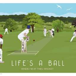 Village Cricket Poster. Gift Travel Art Print, Landscape, Portrait Version Also Available - thumbnail 3