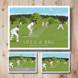 Village Cricket Poster. Gift Travel Art Print, Landscape, Portrait Version Also Available - thumbnail 1