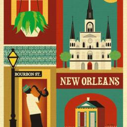 New Orleans Print, La Art, Map, Nola Decor, Big Easy, Jazz Vertical City, Style E8-O-Nola - thumbnail 2