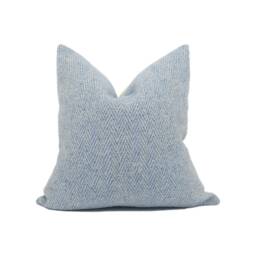 Zoffany - Banyan Soft Blue Rustic Chunky-Knit Herringbone Weave Cushion Cover Handmade Throw Pillow Designer Home D??cor - thumbnail 1