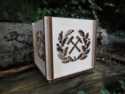 Mining Emblem Tealight Lantern Wooden Candle Holder, Miner Gift - thumbnail 1