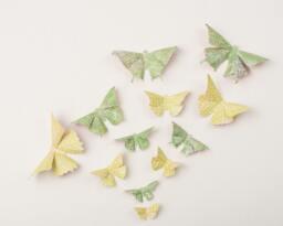 3D Wall Butterflies Butterfly Art For Nursery, Girl's Room, Or Home Decor in Spring Green & Citrus Dots - thumbnail 1