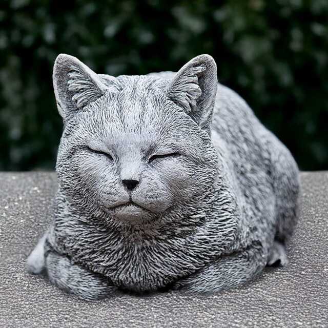Sleeping Cat Statue Handmade Concrete Garden Memorial Gift Napping Sculpture Outdoor Decor Pet Loss Unique Ornament - image 1