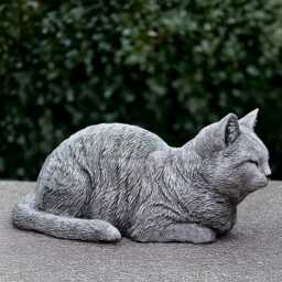 Sleeping Cat Statue Handmade Concrete Garden Memorial Gift Napping Sculpture Outdoor Decor Pet Loss Unique Ornament - thumbnail 2