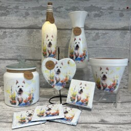 West Highland Terrier Gifts, Westie Vase, Westhighland Coasters, Plant Pot - thumbnail 1