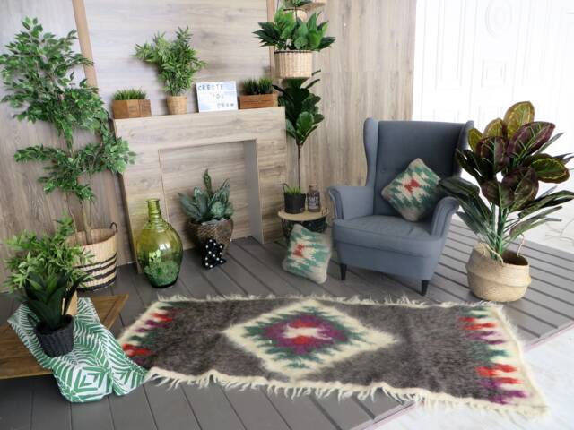 Handmade Wool Aztec Rug Runner Southwestern Tribal Design, 100x200cm - image 1