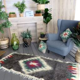 Handmade Wool Aztec Rug Runner Southwestern Tribal Design, 100x200cm - thumbnail 4