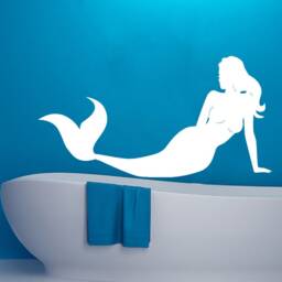 Mermaid Wall Decal Removable Vinyl Sticker, Bathroom Decor 2137 - thumbnail 1