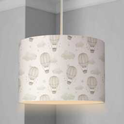Lampshade - Nursery Ceiling Multiple Hot Air Balloons Faded Beige Jlr, Lampshade Or Table Lampshade Bedroom Round