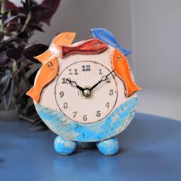 Handmade Ceramic Fish Clock Coastal Nautical Decor - thumbnail 4