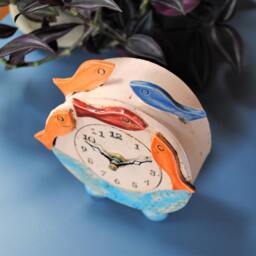 Handmade Ceramic Fish Clock Coastal Nautical Decor - thumbnail 2
