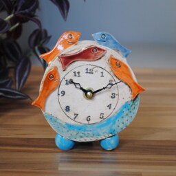 Handmade Ceramic Fish Clock Coastal Nautical Decor - thumbnail 3